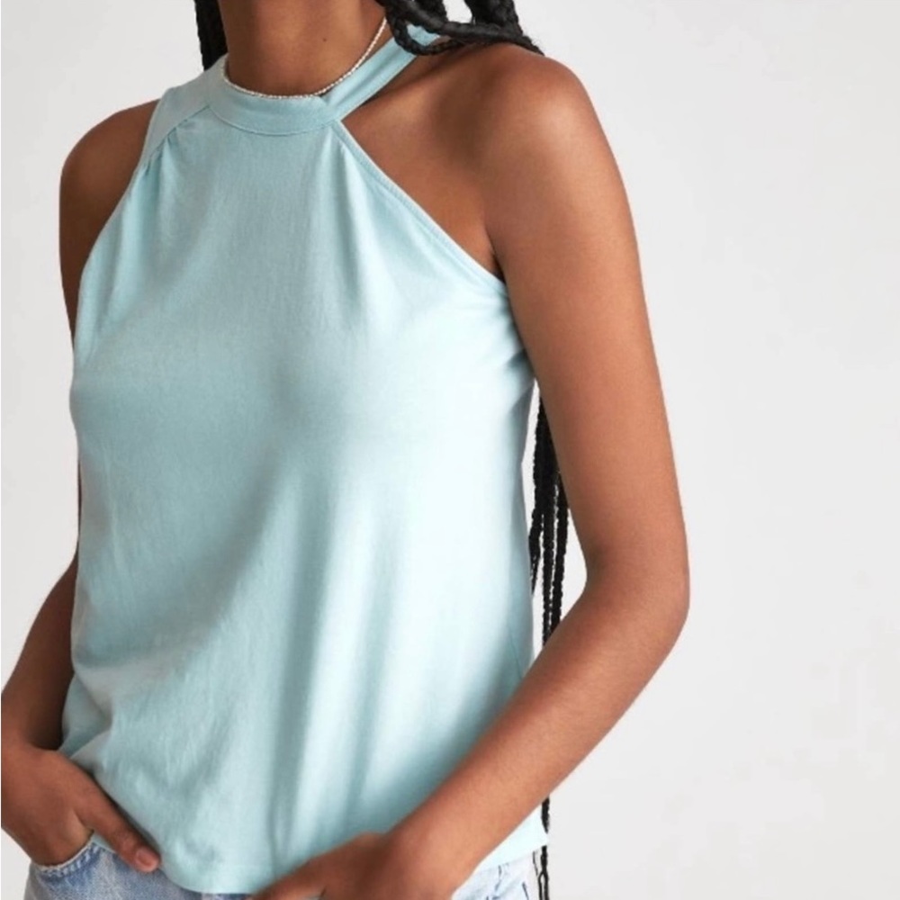 ☀️ Anthropologie ASYMMETRICAL CUTOUT TANK Top in Sky Size M